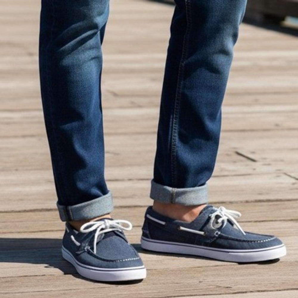 Dockers Mens Beacon Navy Canvas Boat Shoes 90-90024 Size 12M